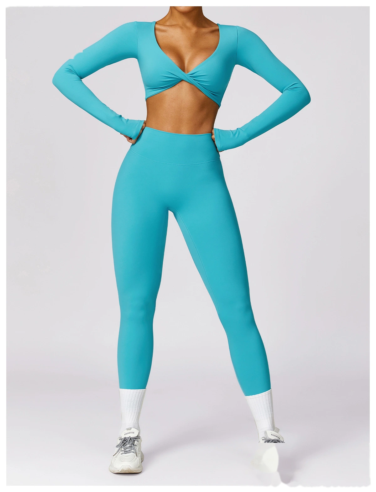 Customized yoga pants sanding, abdomen lifting and hip lifting, high waist wearing running and fitness pants. detail