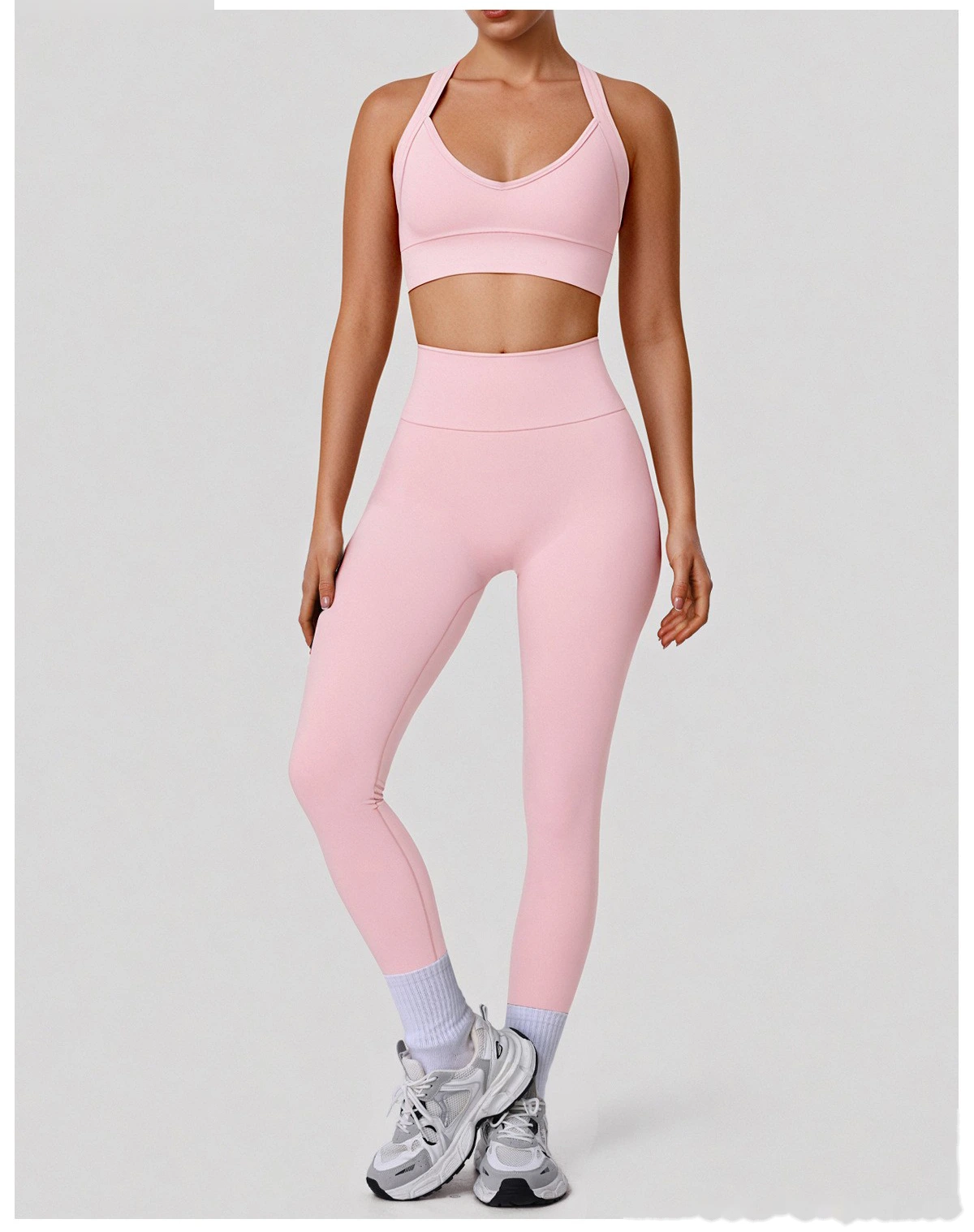 Custom Nude-Feel Yoga Set - Women's Push-Up Sports Bra & High-Waisted Butt-Lifting Slimming Leggings detail