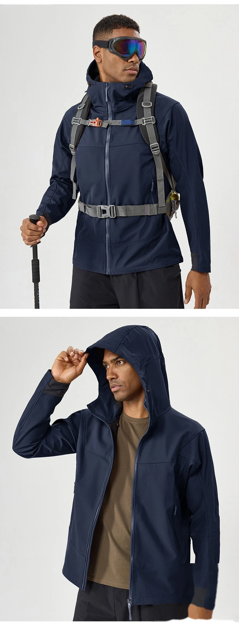 Custom Hooded Outdoor Jacket for Men - Fleece-Lined, Warm, Waterproof & Windproof detail
