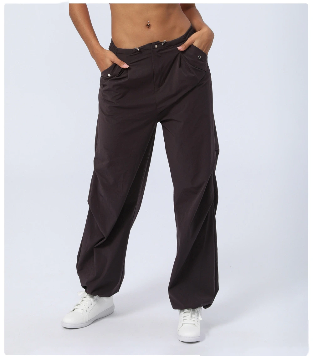 Customized autumn and winter high waist quick-drying sports pants women's leg pants loose straight overalls detail