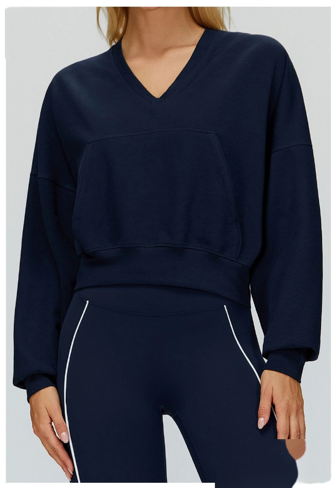 Windproof Hooded Sweatshirt, Women's/Loose Fit Workout Outerwear detail