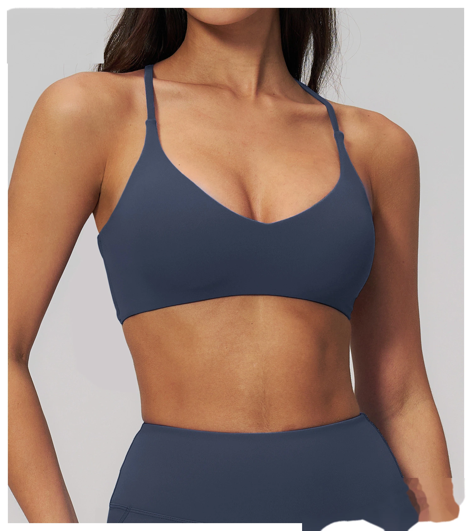 Sports suit women's beautiful back yoga suit tight micro-pull fitness suit detail
