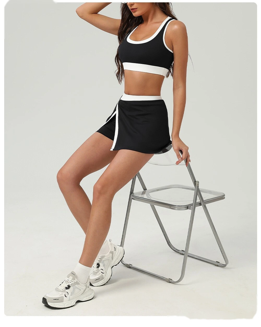 Color matching sports bra quick-drying shockproof yoga vest bra detachable chest pad fitness suit detail