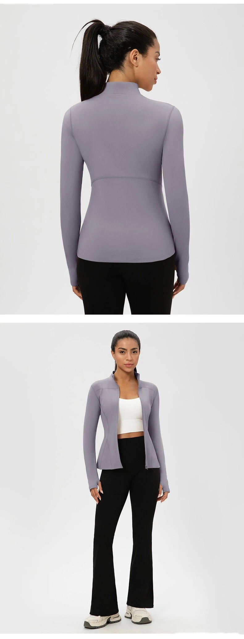 Customizable Women's Autumn-Winter Yoga Coat | Fleece Lined, Slim Waist, Warm Athletic Outerwear detail