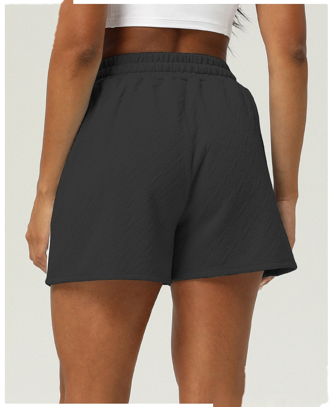Customized sports casual shorts high waist yoga pants female drawstring outdoor running shorts detail