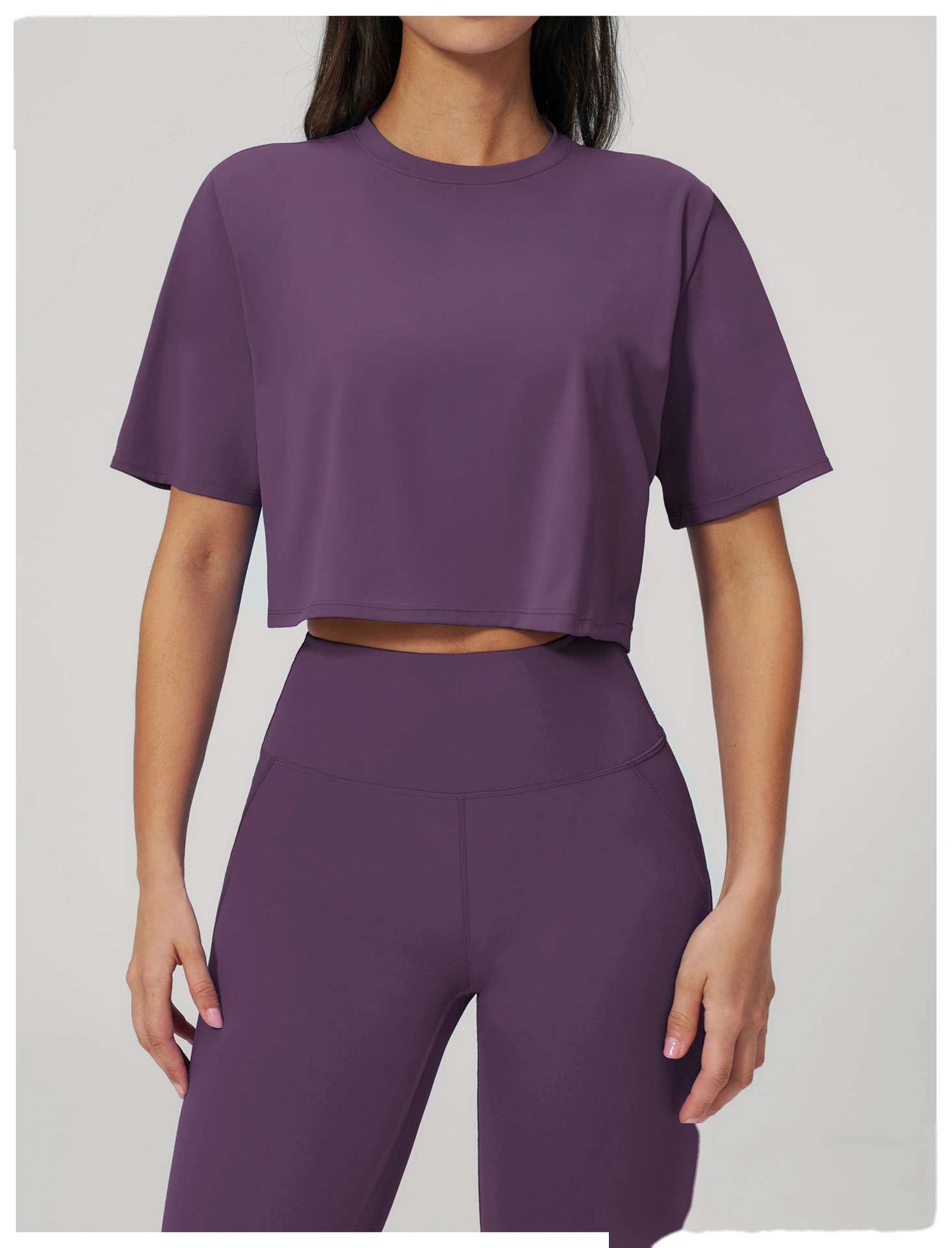 Custom Women’s Loose Fit Cropped Workout Top Short Sleeve Yoga T-Shirt Running Gym Activewear detail