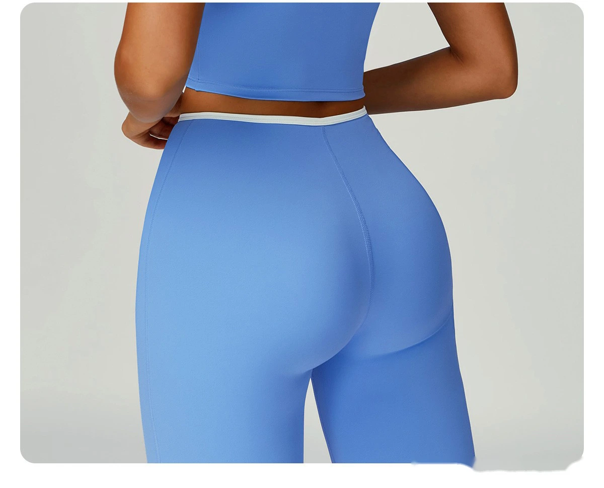 Custom-made contrast-wrapped bell-bottoms yoga fitness exercise high waist slim bell-bottoms women detail