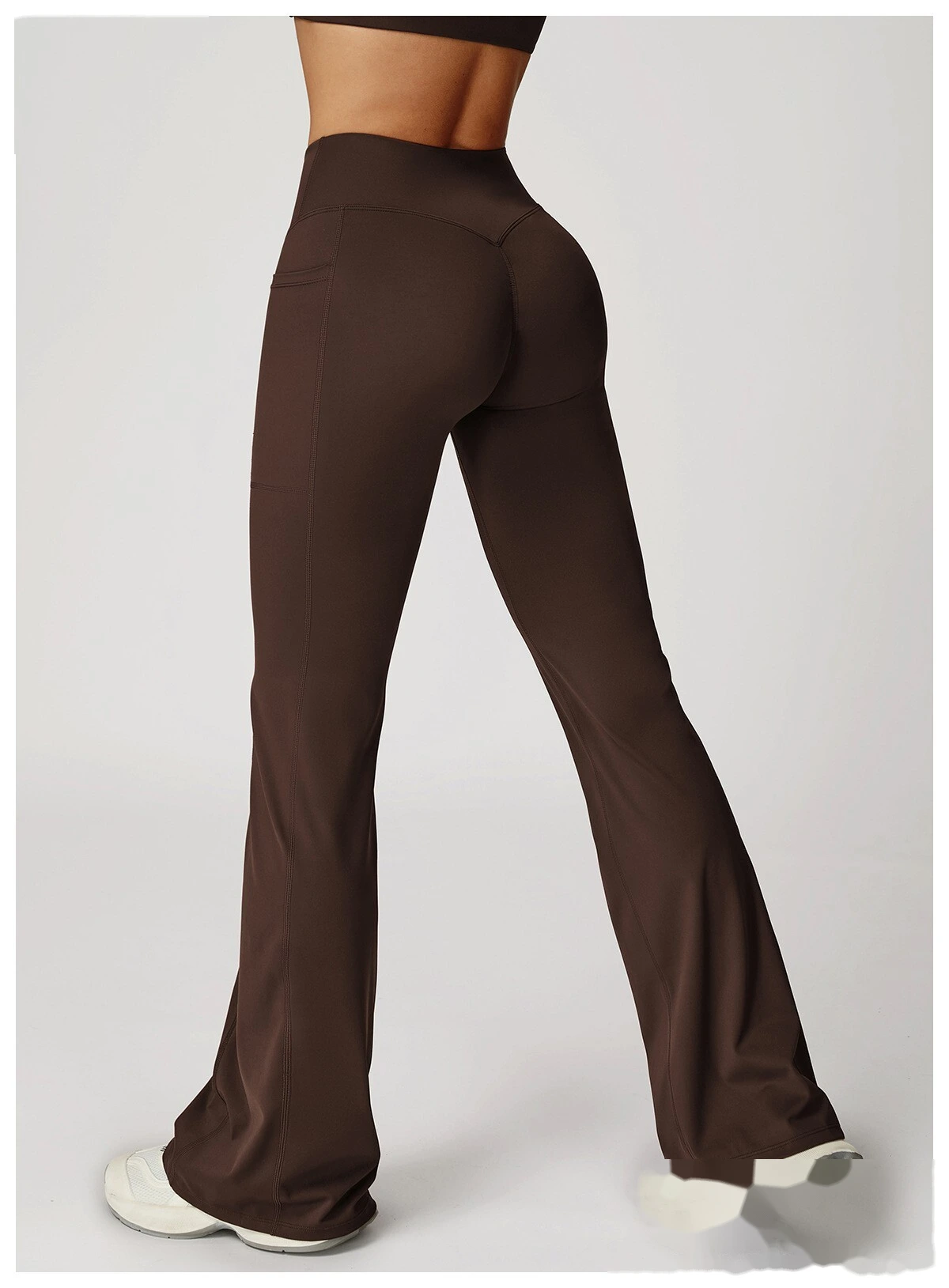 Custom Crossover Waist Yoga Leggings for Women - High-Waisted High-Stretch Micro-Flare Pants, Outdoor Sports Gym Running detail