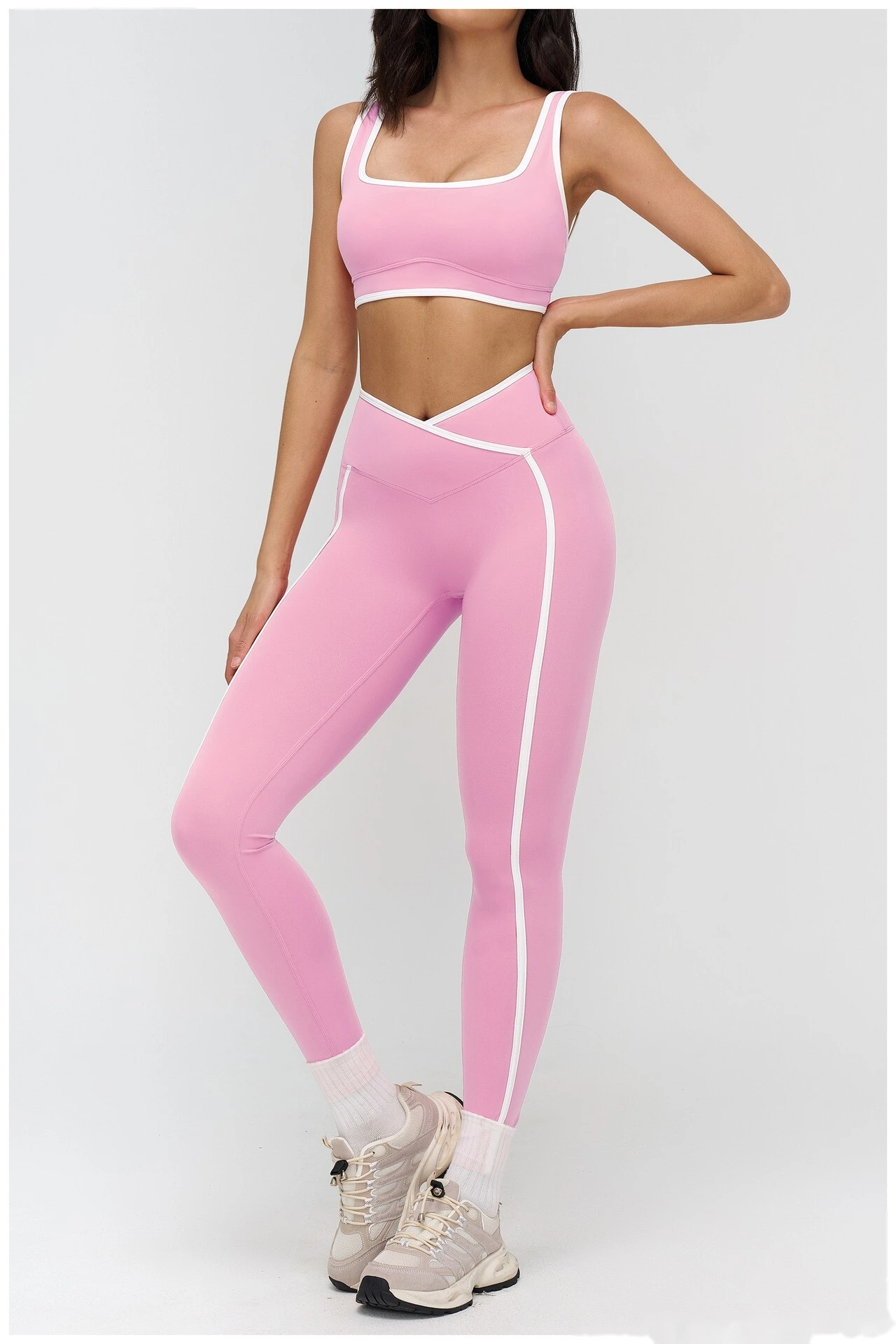 Custom Buttery Soft Yoga Set - Women's Color Block Tight Sports Bra for Outdoor Running & Fitness detail