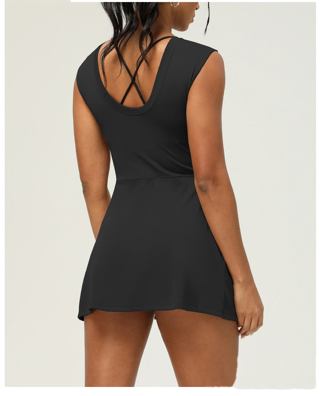 Custom-made fake two-piece tight-fitting sports slimming strap fitness back yoga women's tennis skirt detail