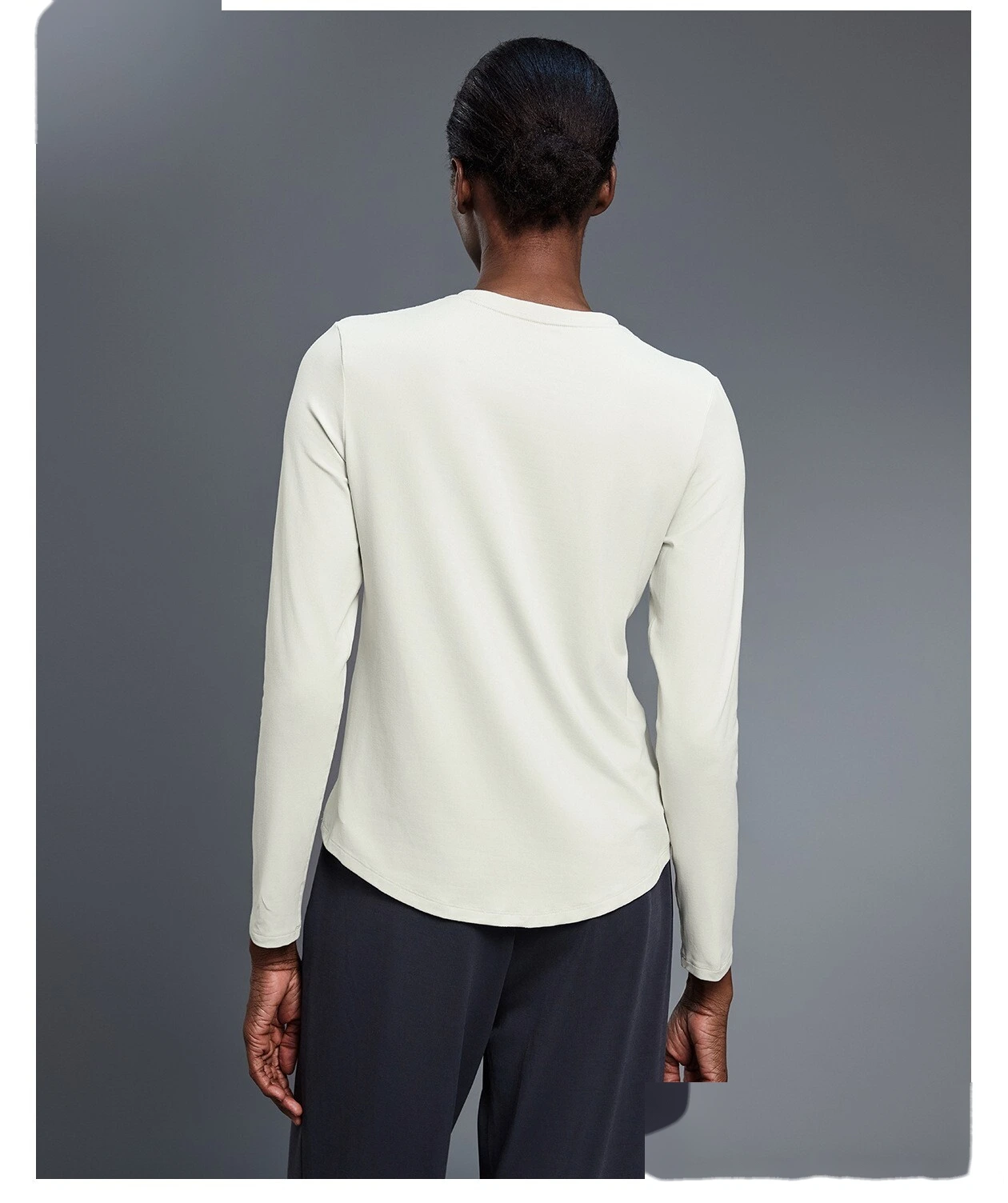 Customizable Women's Autumn Fitness T-Shirt | Crew Neck, Loose Slim, Long-Sleeve Yoga & Sport Style detail