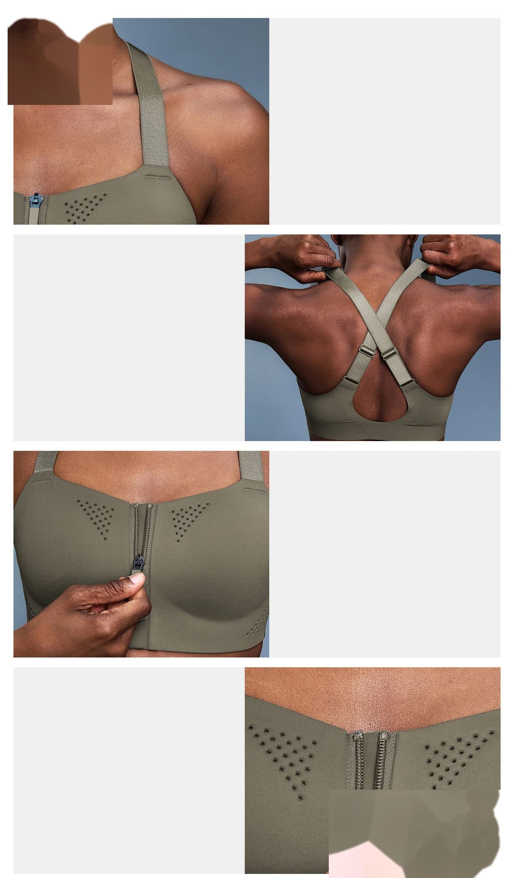 Customized front zipper integrated cup shockproof sports bra women's back yoga bra. detail