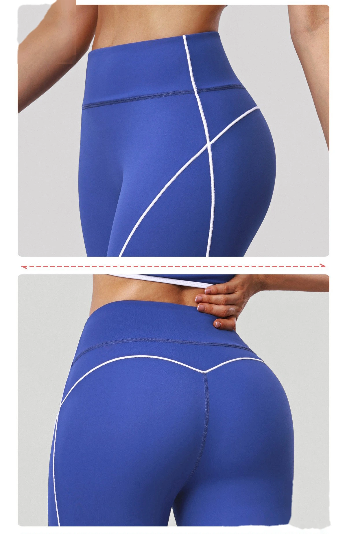 Custom Color Block Nude Feel Yoga Set - Women's High-Waisted High-Stretch Leggings for Gym Running Fitness detail