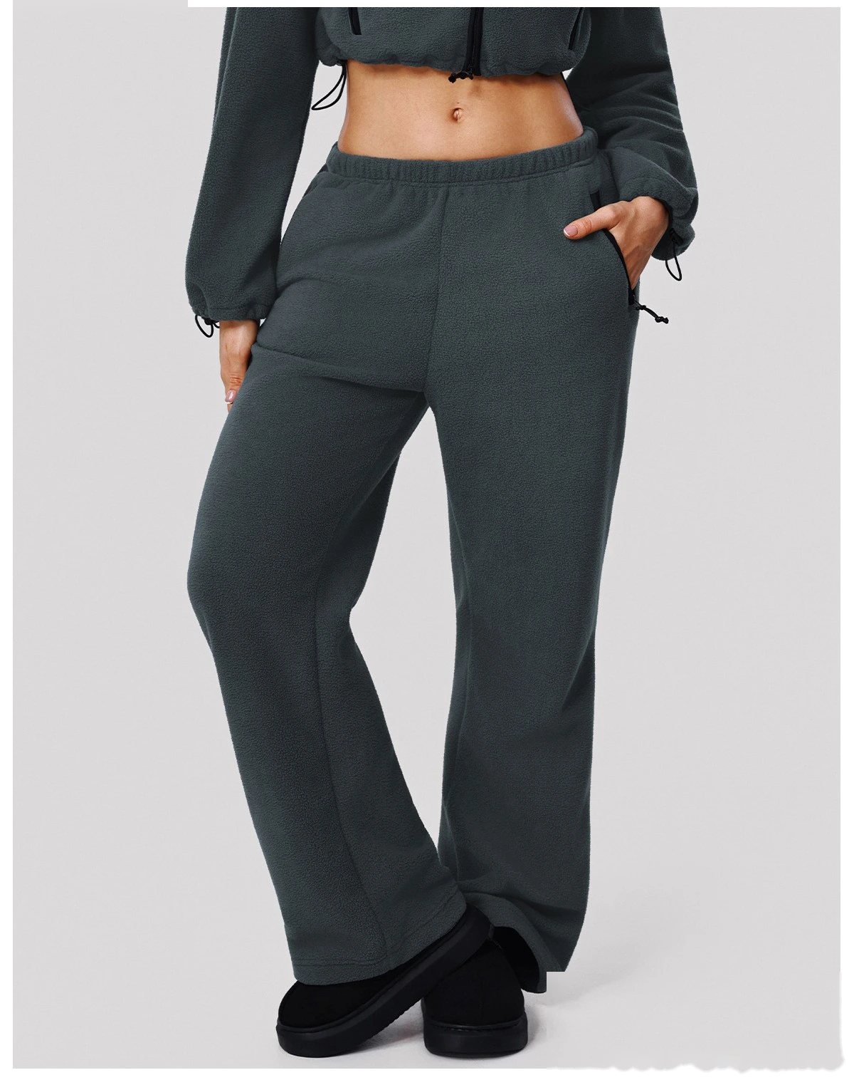 Custom Winter Warm Sweatpants - Women's Wide-Leg Slim Straight Loose Pants for Outdoor Running detail
