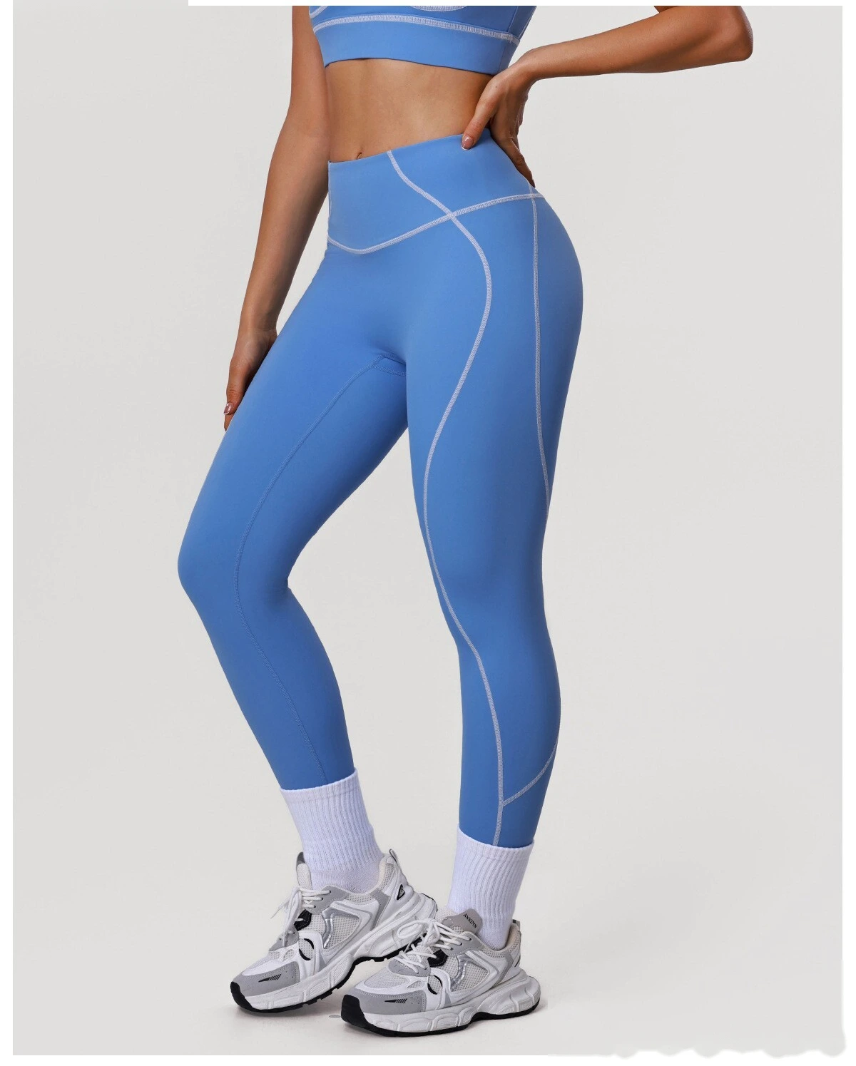 Bulk Custom Women's Yoga Leggings - High-Elastic Color Block Buttery Soft Fitness Pants detail