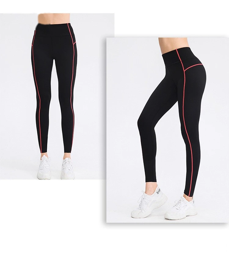Customized autumn and winter ladies plus velvet sports pants running yoga fitness pants high waist tights detail