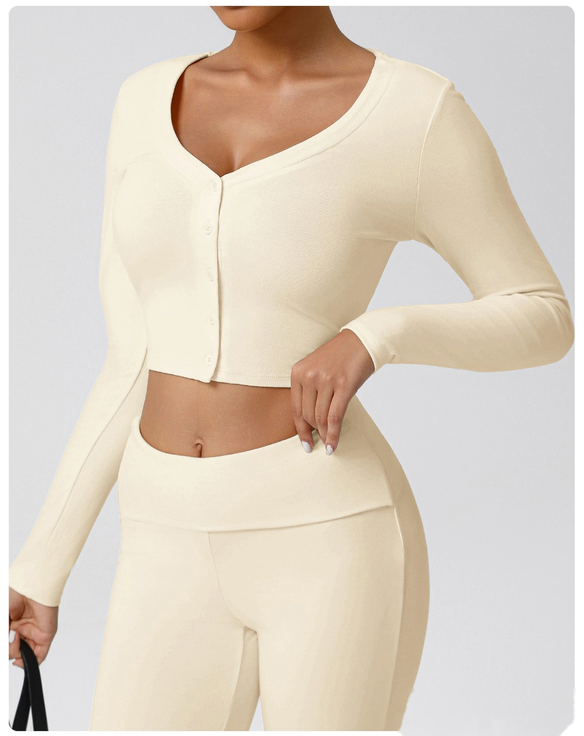 Customized autumn and winter thread sports fitness cardigan slim long-sleeved yoga jacket detail