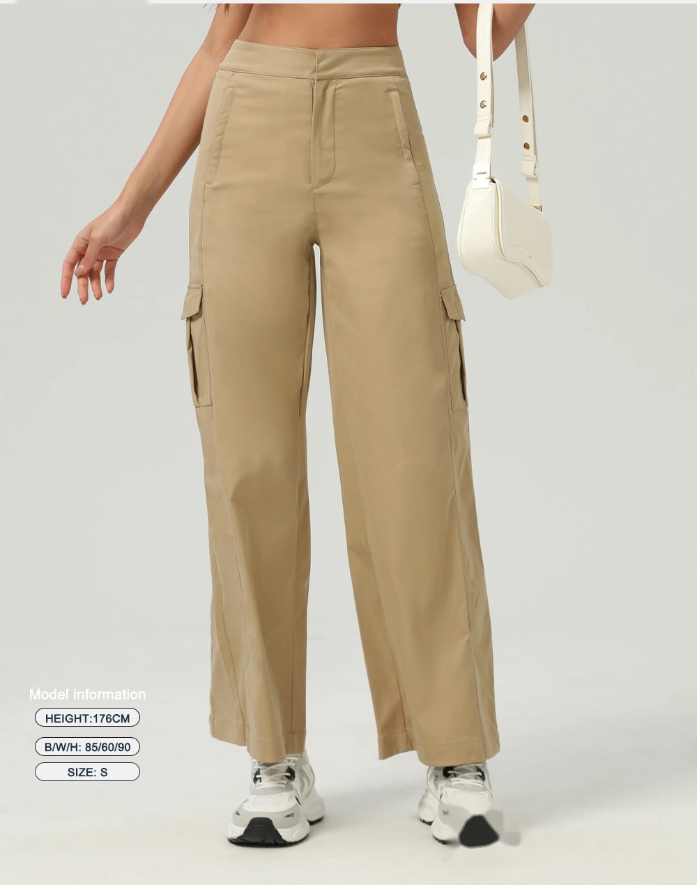American loose sports pants pocket straight casual pants wearing wild sports dance overalls female detail