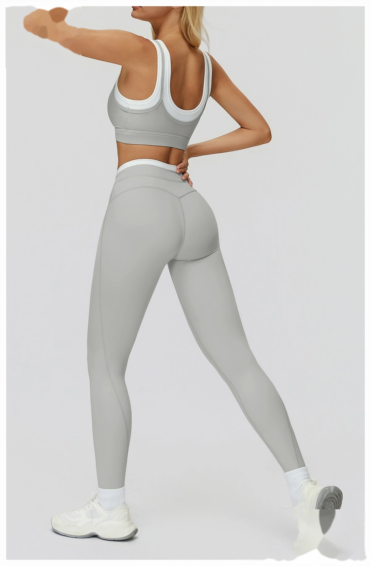 Customizable EU-US Athletic Leggings | Women's Ribbed High-Waist Contrast Tights, Yoga & Running detail
