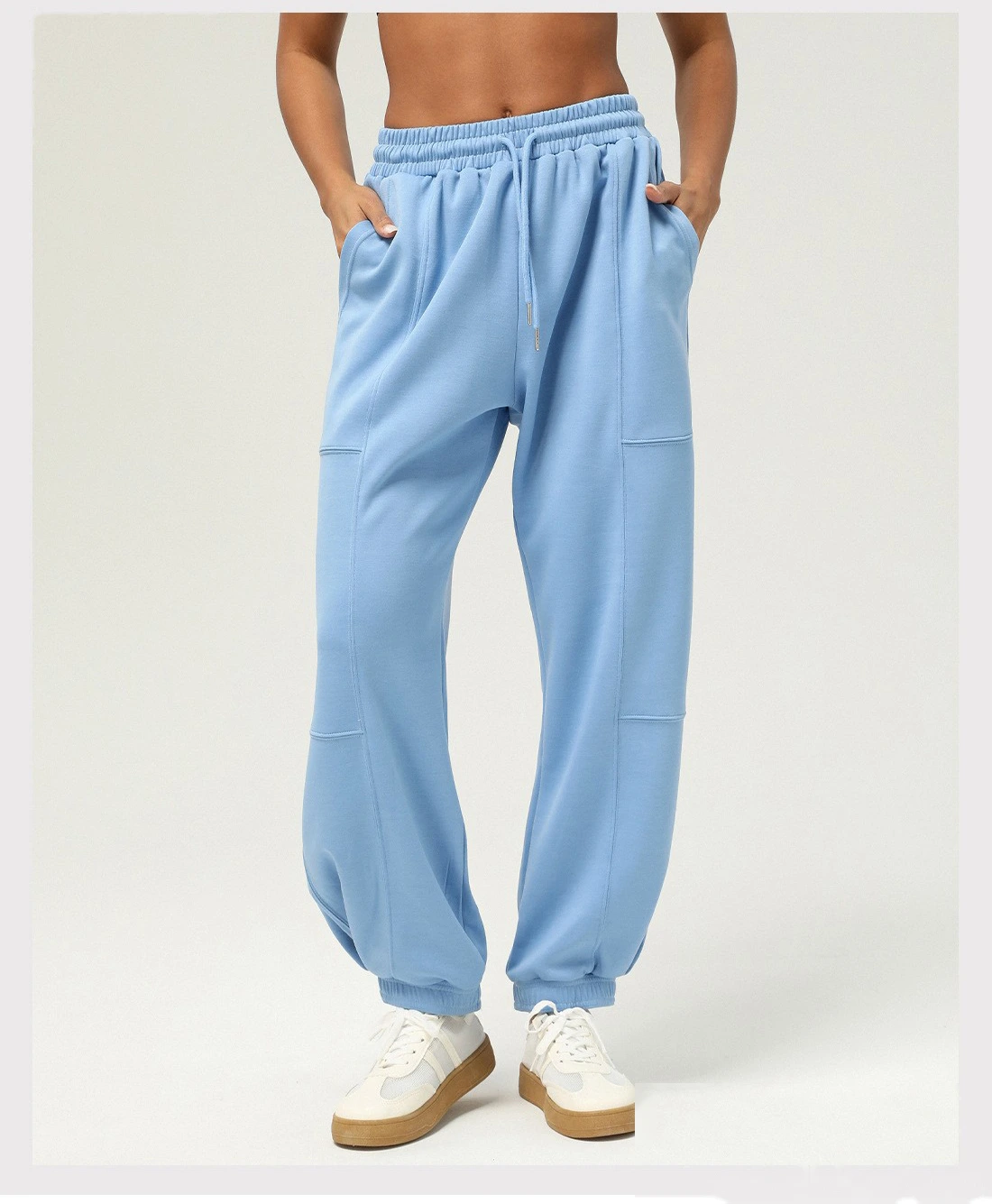 Custom sports loose leg pants new pocket leisure pants running yoga pants outdoor fitness pants detail