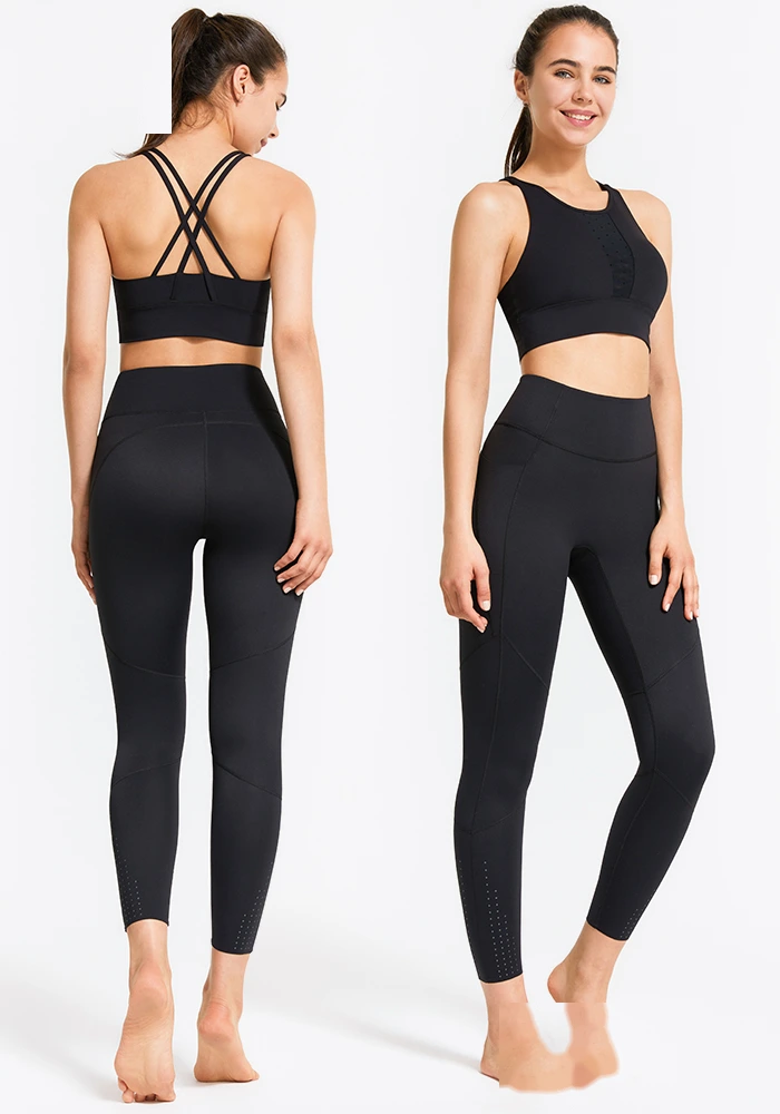 Women cross strappy sports bra running fitness workout gym top detail