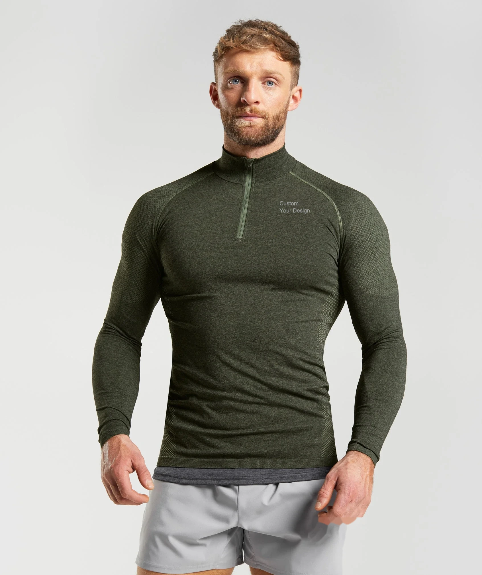Fashion men's sports fitness tights training T-shirt detail