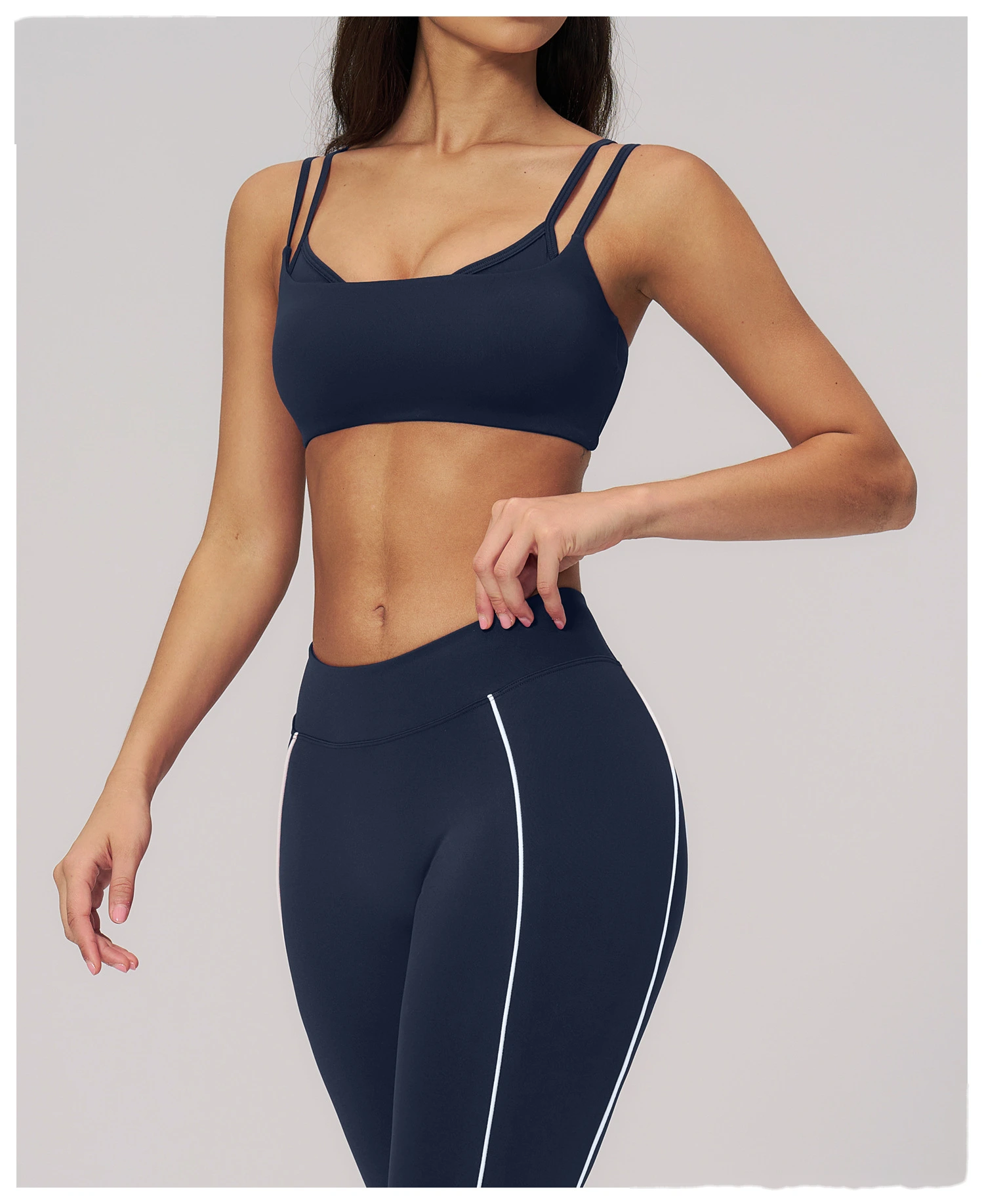 Women’s Naked Feeling Yoga Sports Bra Double Thin Strap Beauty Back Fitness Tank Top with Chest Pad detail