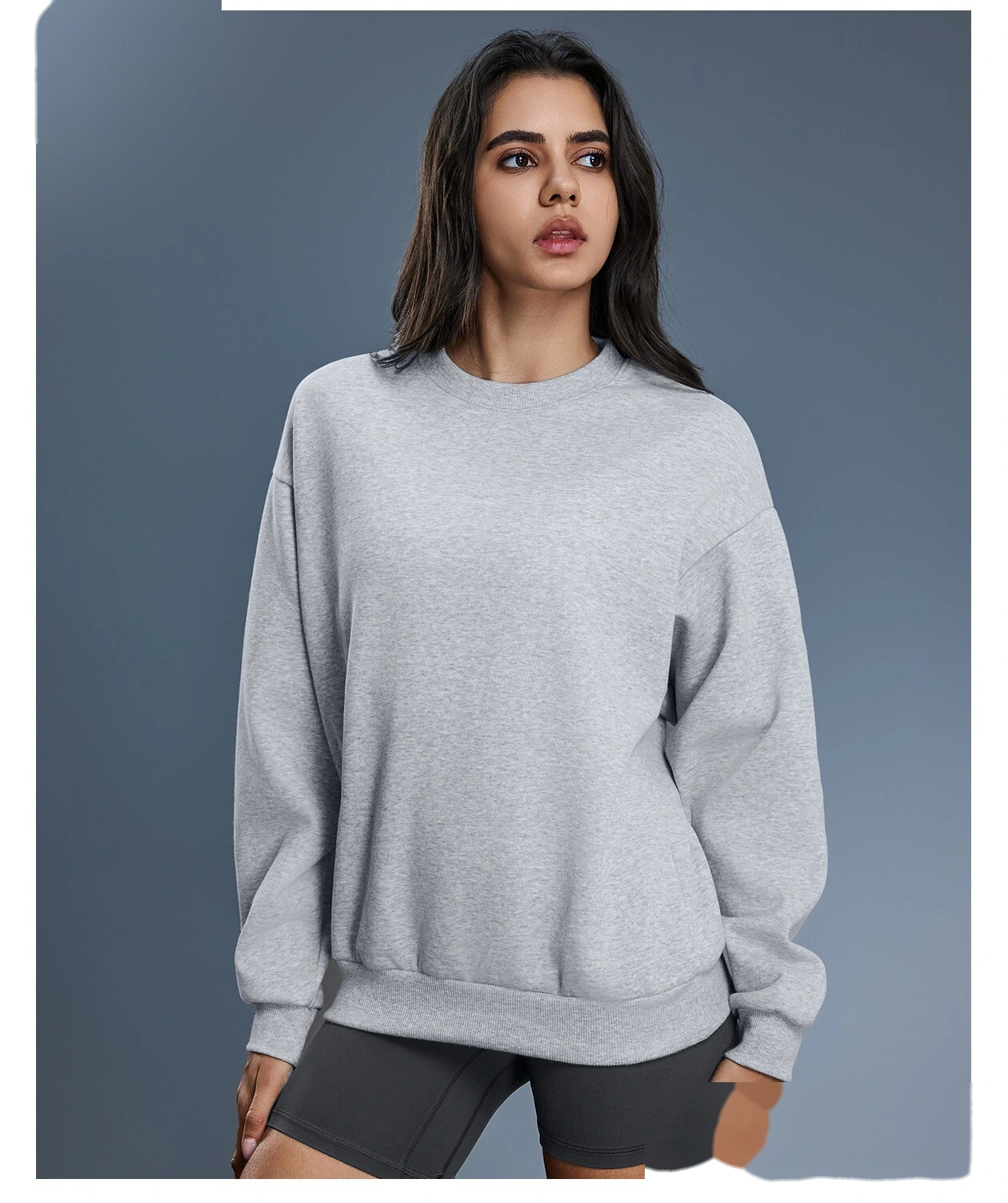Custom Winter Warm Fleece Crew Neck Sweatshirt for Women - Loose Casual Versatile Long-Sleeve Pullover detail