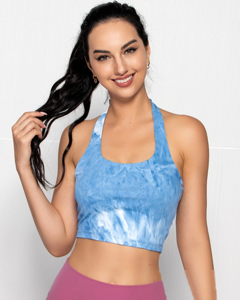 Womens halter sports bras printed sexy backless workout tops detail