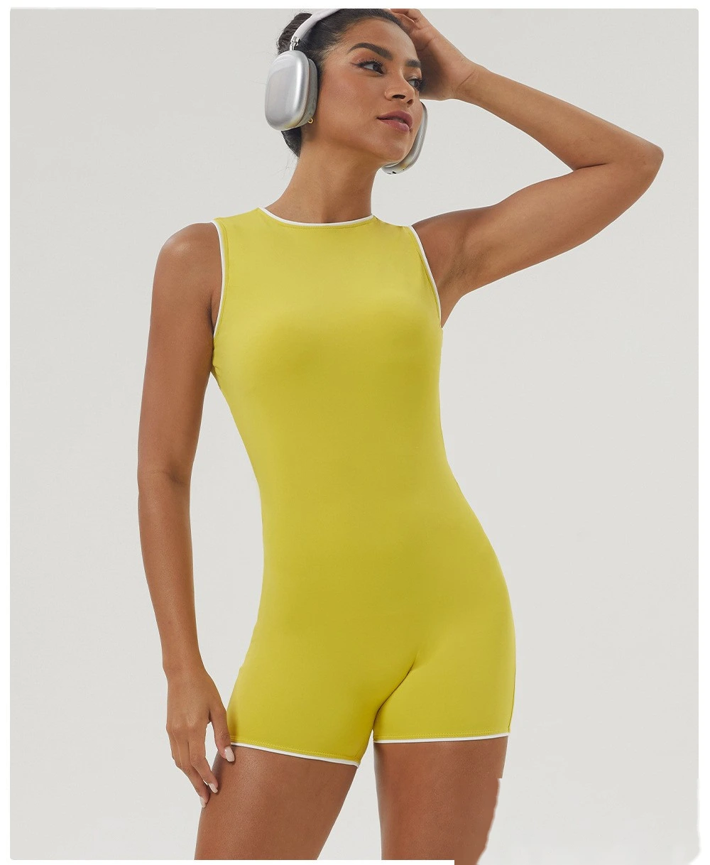 Customized color matching backless sports one-piece yoga fitness clothes sleeveless one-piece women detail
