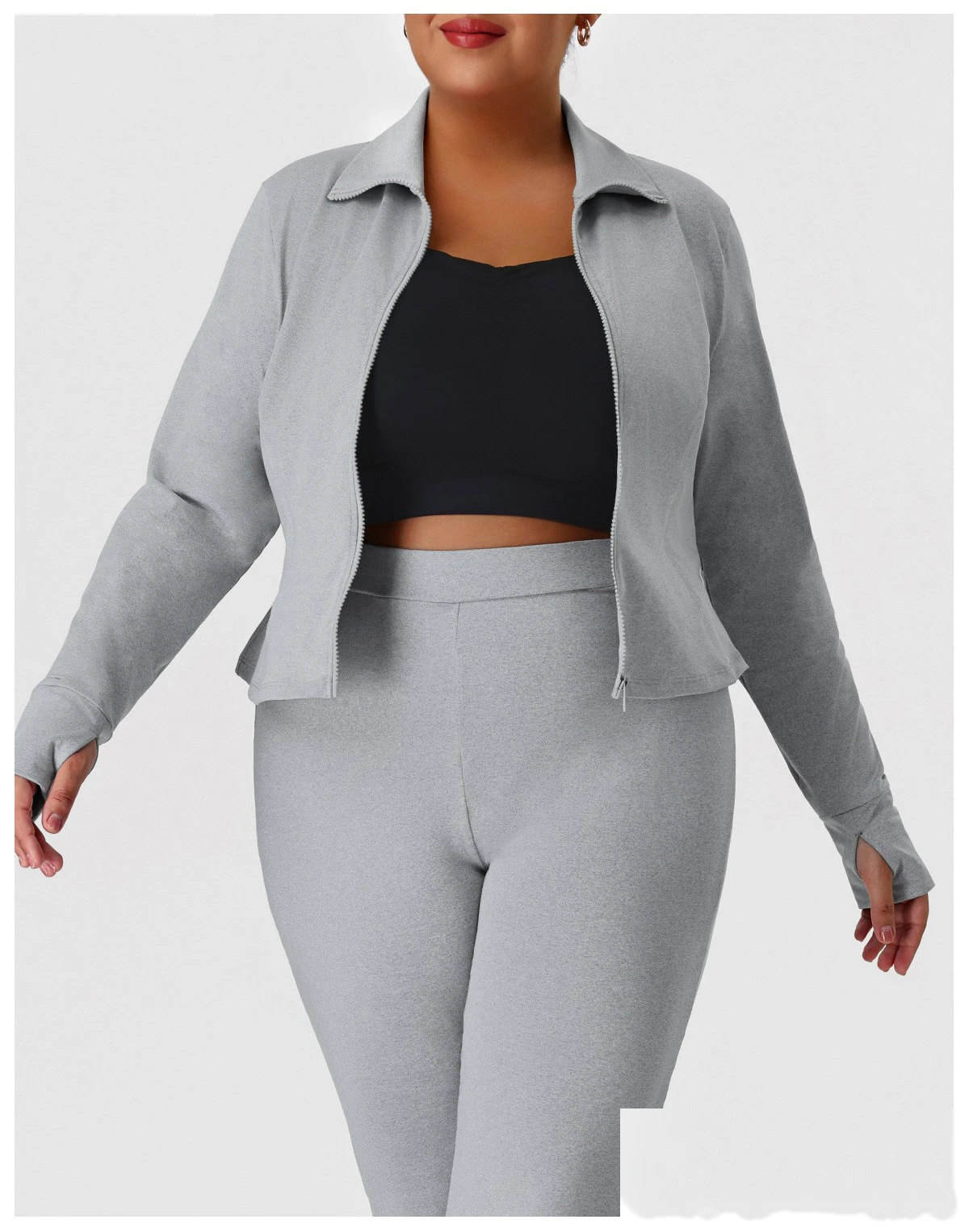 Custom US/EU Plus Size Yoga Coat | Winter Warm Sports Top, Outdoor Running Fitness Jacket detail