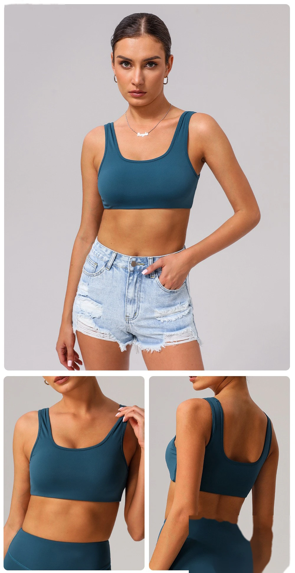 Custom tight yoga vest sports bra shockproof high elastic running outdoor fitness clothes women detail