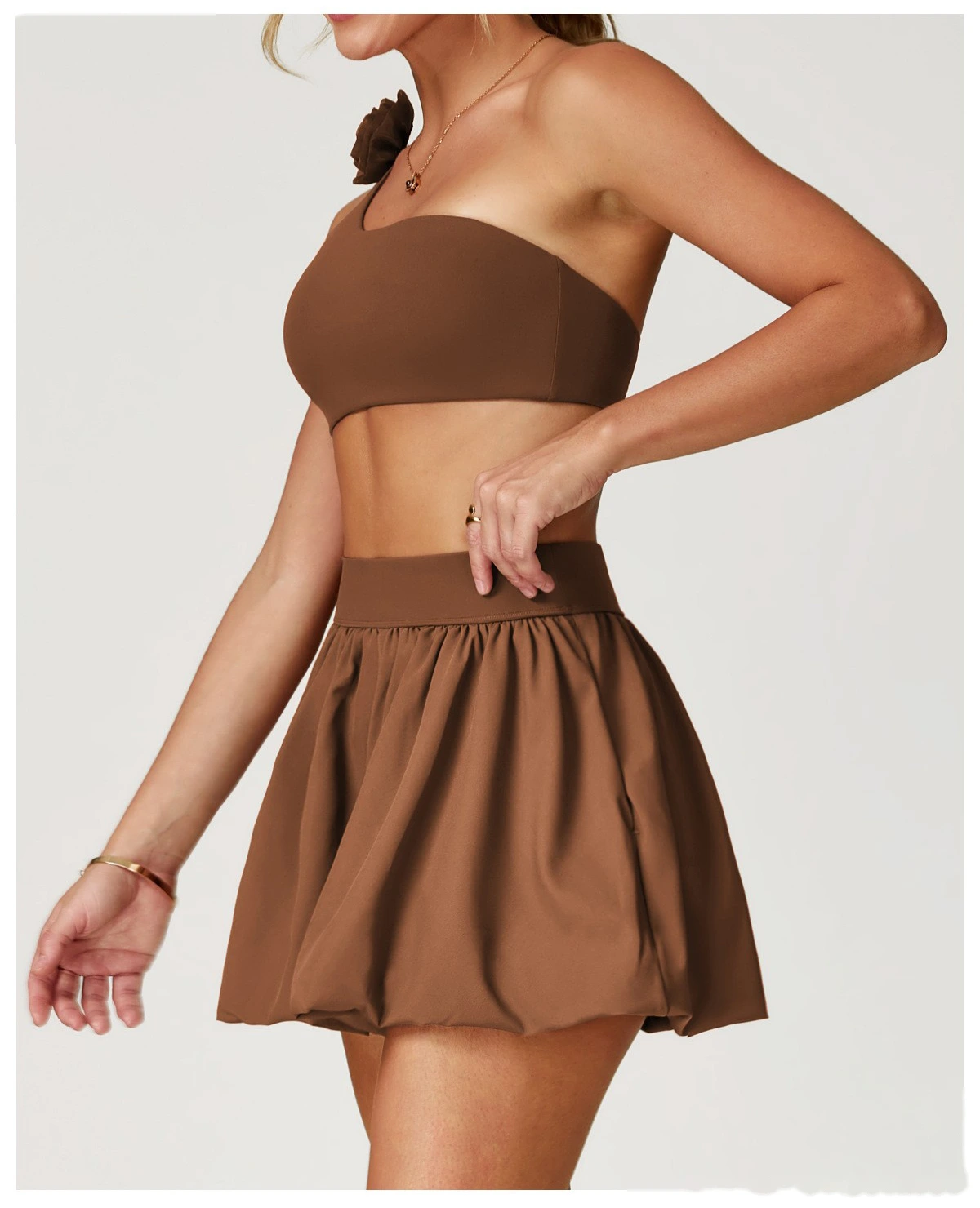 Tennis short skirt anti-exposure bottoming breathable pocket fluffy skirt running short skirt detail