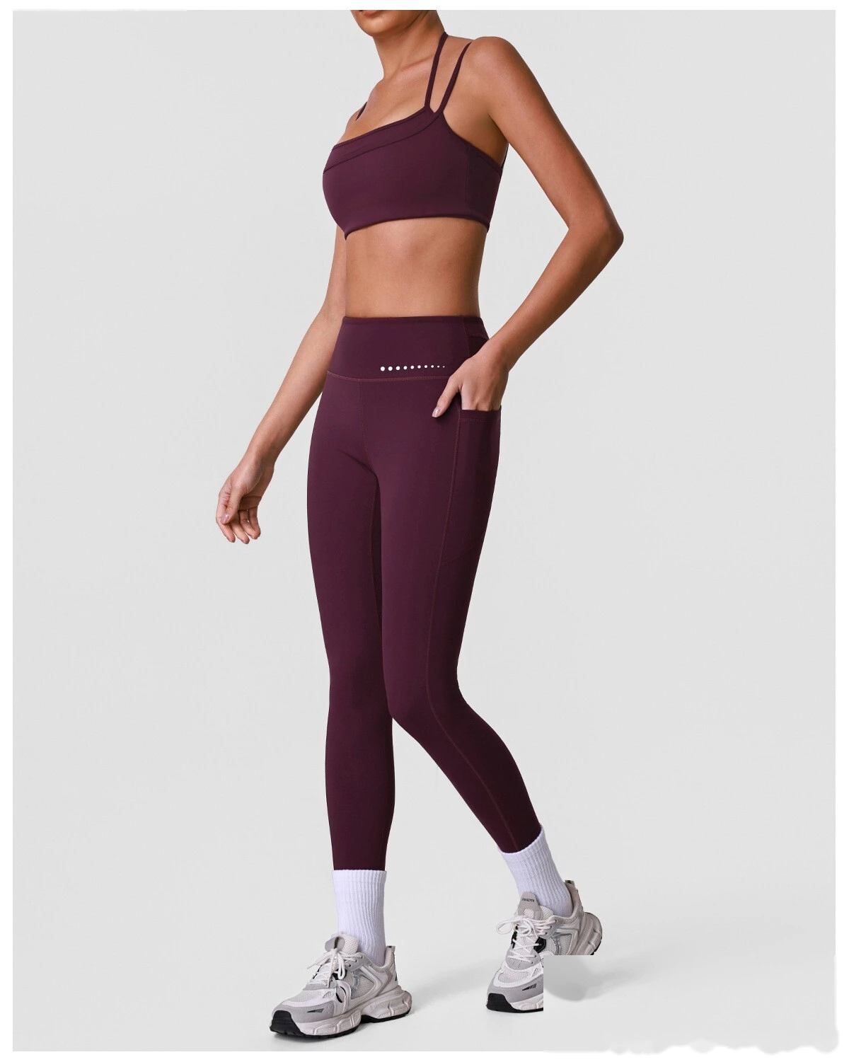 Custom Women’s Sexy Back Yoga Bra & High Stretch Tight Leggings Set Gym Activewear Suit detail