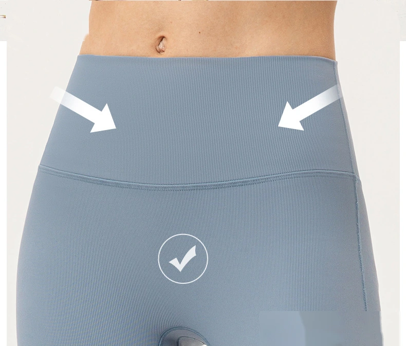 Women high waisted leggings front no seam yoga workout pants detail