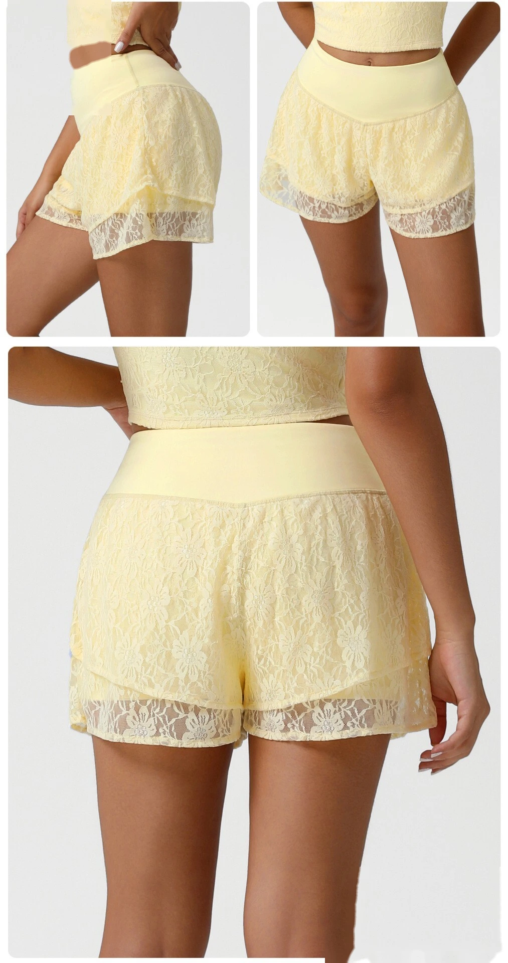 Customized lace double-layer sports shorts anti-exposure belt bottoming shorts outdoor tennis shorts detail