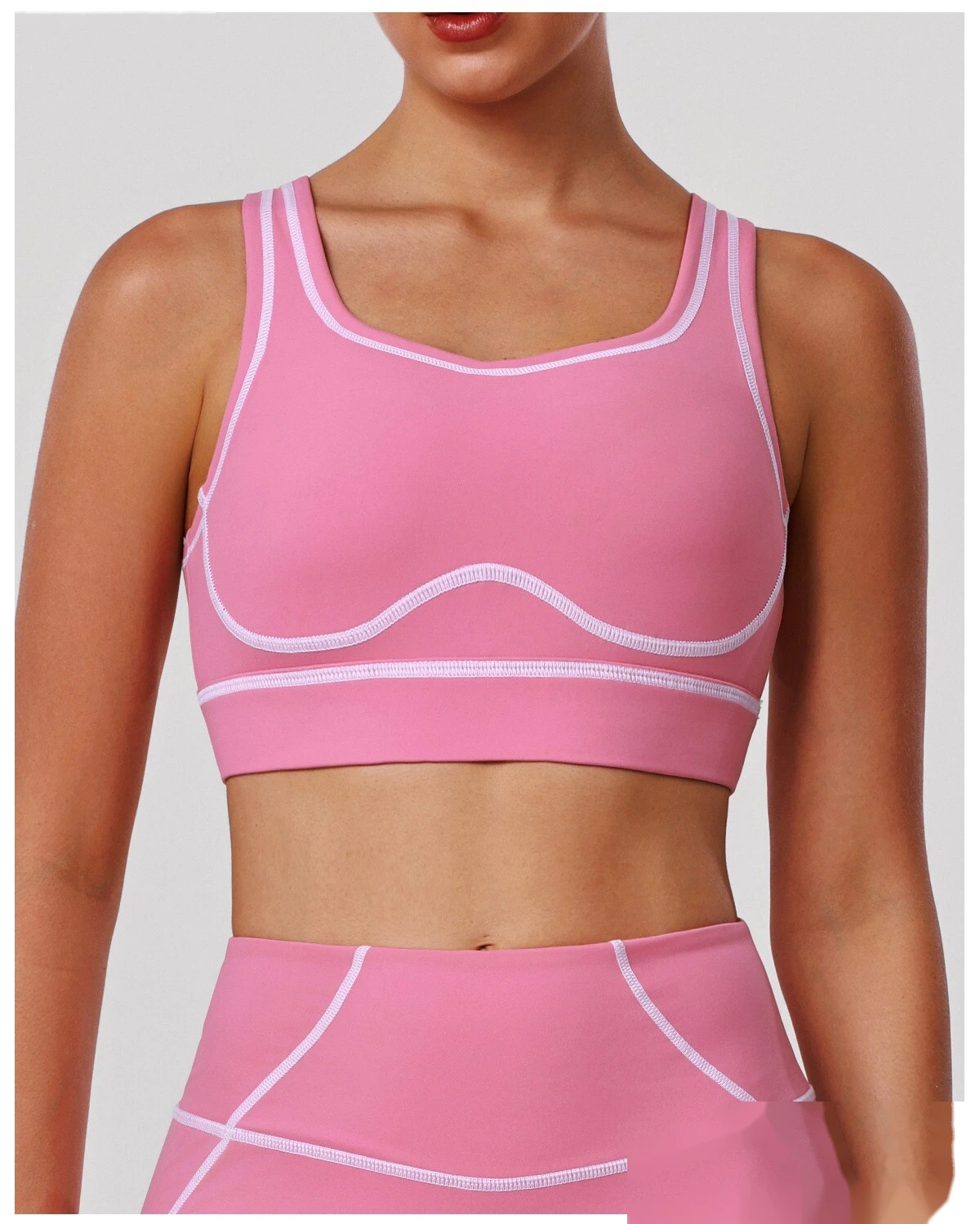 Custom Color Block Yoga Sports Bra - Shockproof Cutout Open Back Padded Workout Tank Top detail