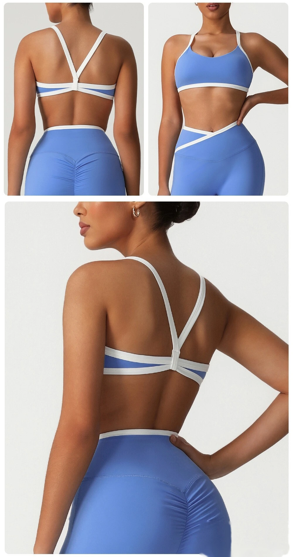 Customized contrast stitching beauty back bra yoga clothes quick-drying sports bra running fitness vest female detail