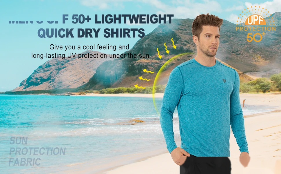 UPF outdoor men's running fitness training sunscreen quick-drying breathable round neck long sleeve T-shirt detail