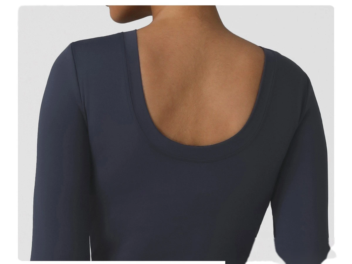 Customized new yoga sports jacket backless sexy slim long-sleeved women's dance fitness suit with pad. detail