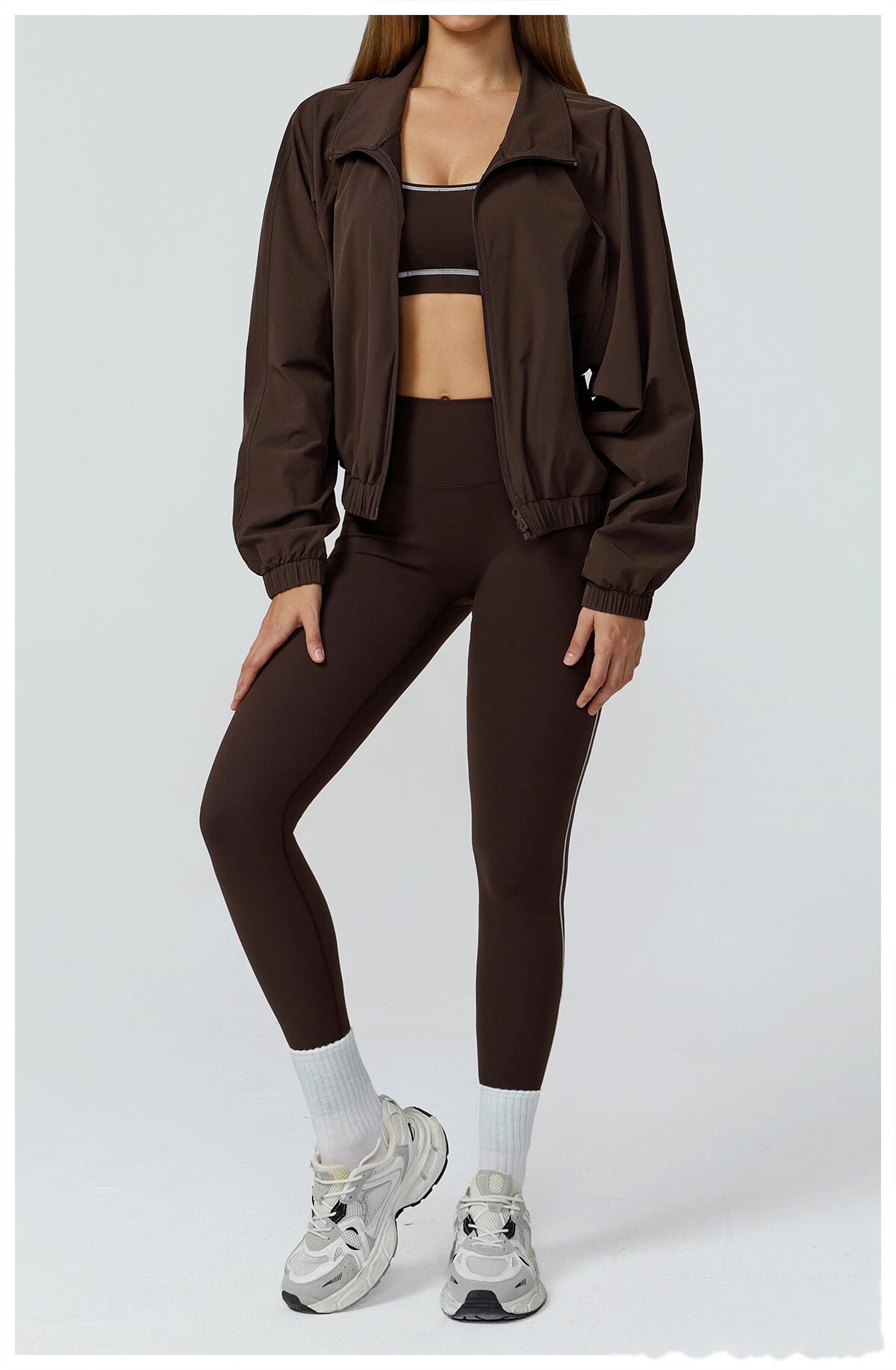 Custom-made stand-up collar sports coat women's windproof outdoor running fitness long-sleeved yoga clothing coat detail