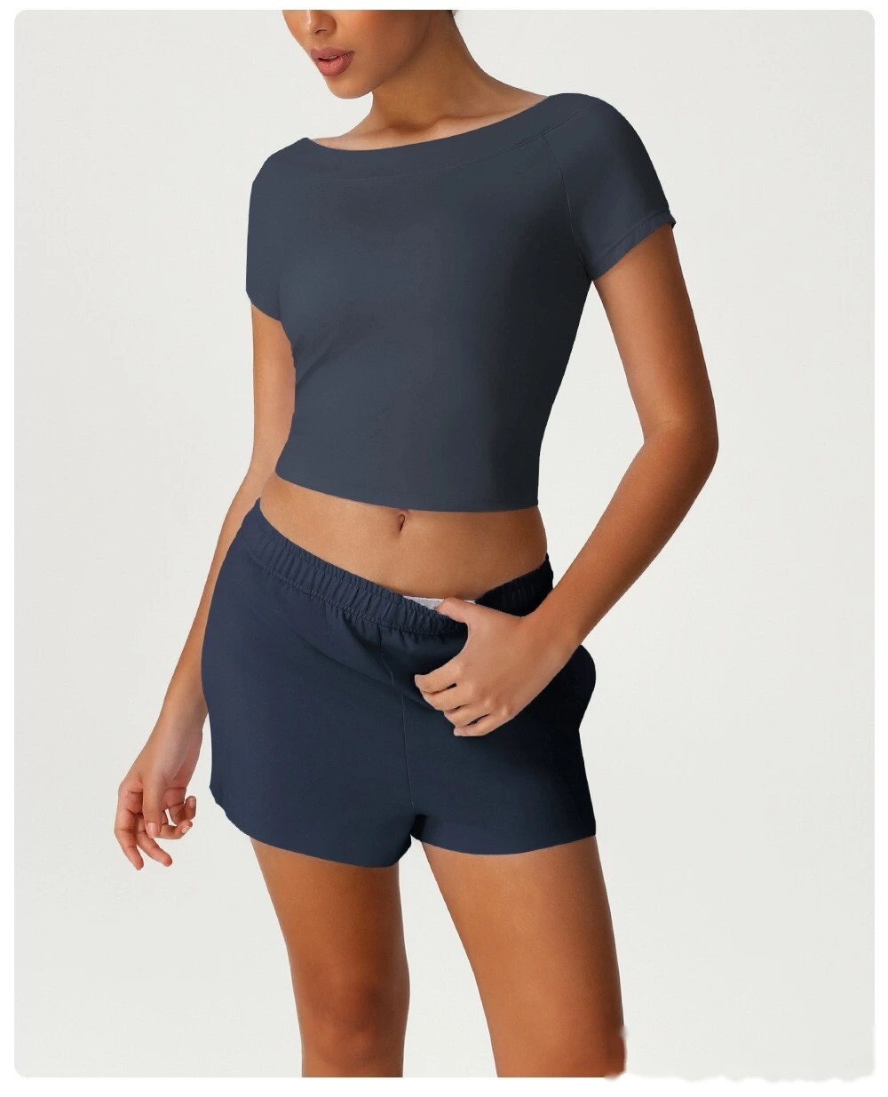Slim-fit shaping sports top New skims short-sleeved T-shirt leisure yoga clothes high-elastic top detail