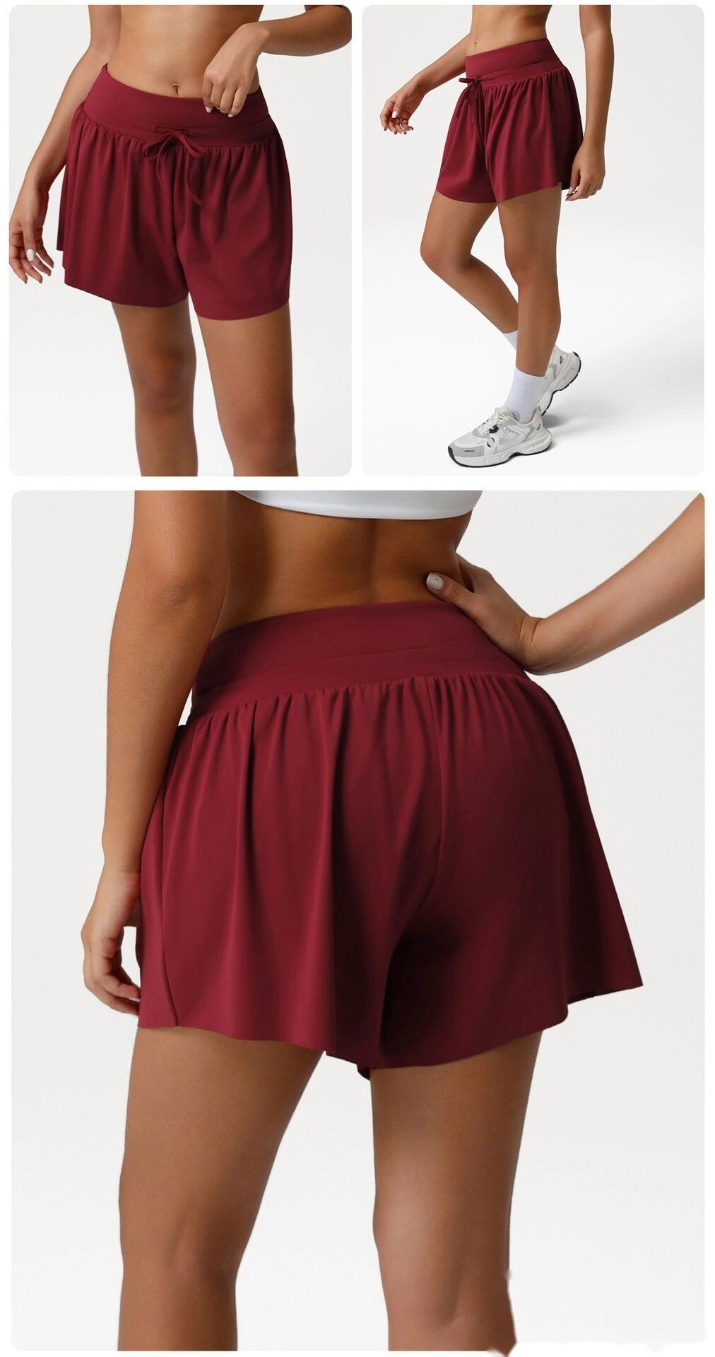 Customized loose nude shorts, high waist and abdomen, leisure yoga pants and anti-exposure fitness shorts - allni detail