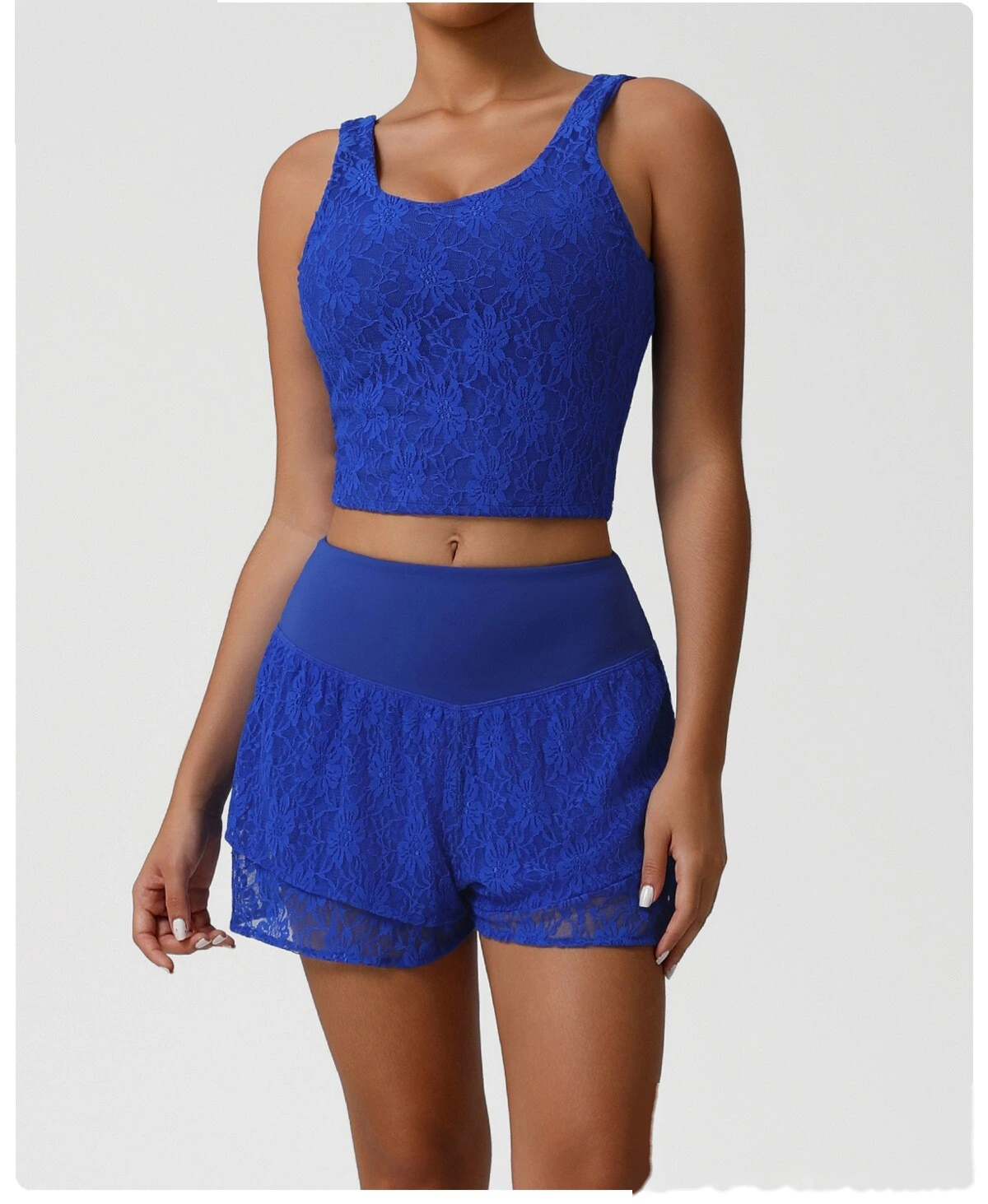 Customized lace double-layer sports shorts anti-exposure belt bottoming shorts outdoor tennis shorts detail