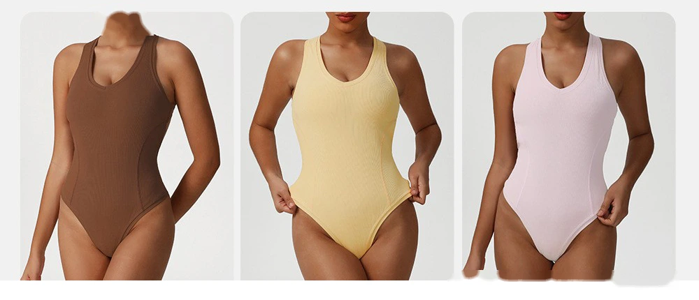 Cross-backless one-piece yoga clothes Europe and the United States tight fitness one-piece vest corset detail
