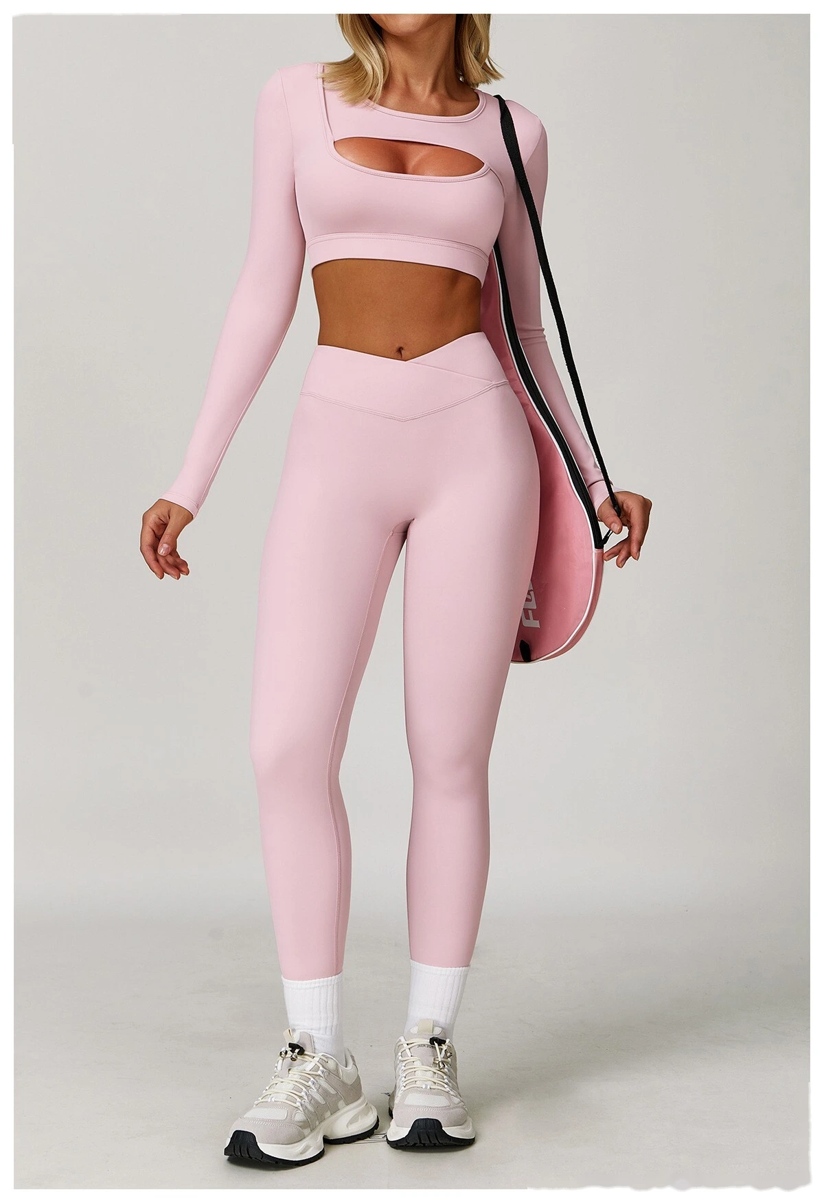 Customized tight-fitting yoga long sleeve earthquake-proof exercise hollow T-shirt running fitness yoga top detail