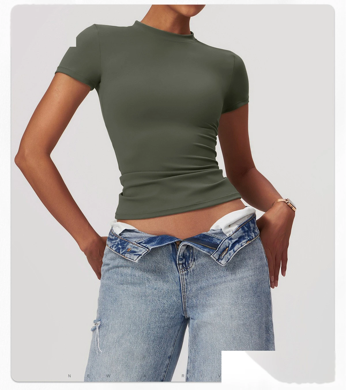 Women’s Custom Spring Summer Short Sleeve T-Shirt High Stretch Yoga Top Fitness Workout Running Tee detail