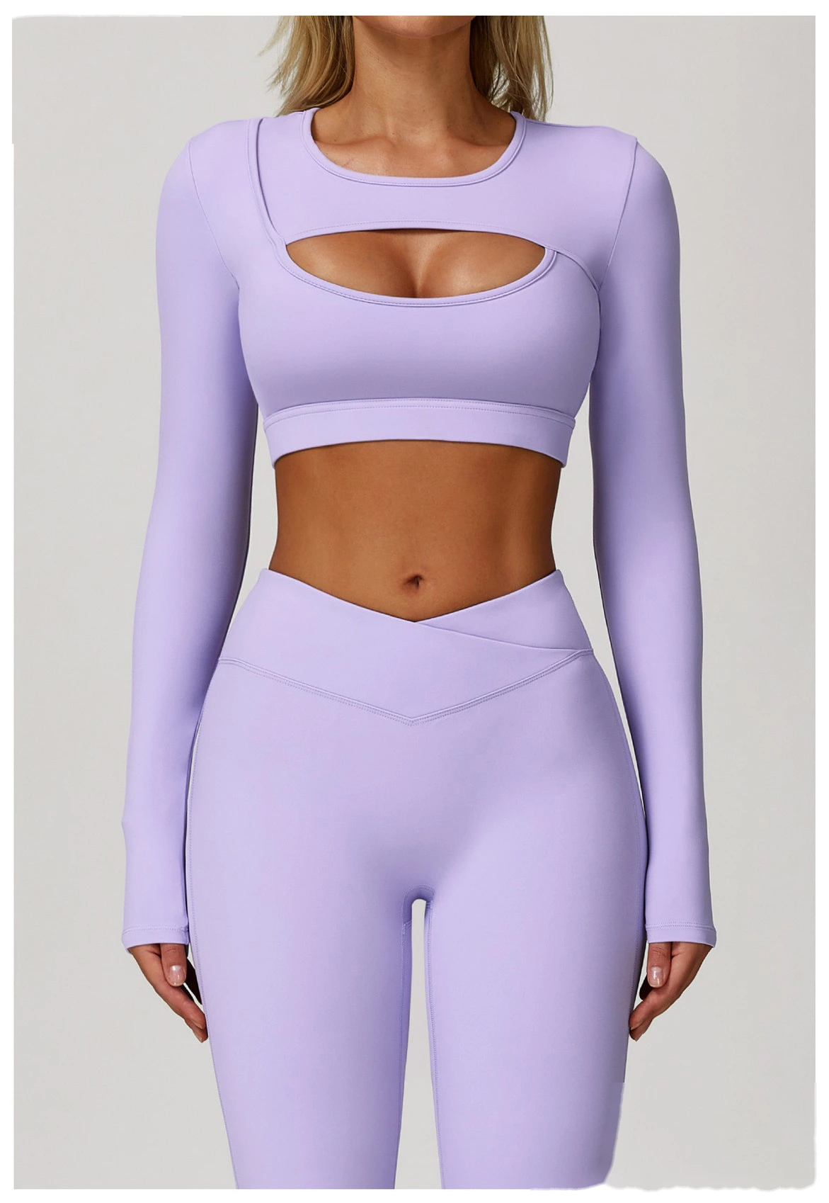 Customized tight-fitting yoga long sleeve earthquake-proof exercise hollow T-shirt running fitness yoga top detail