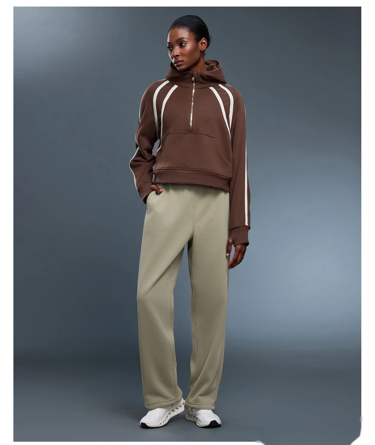 Customized velvet warm casual pants loose sports pants in autumn and winter ladies drawstring leg pants - allni detail