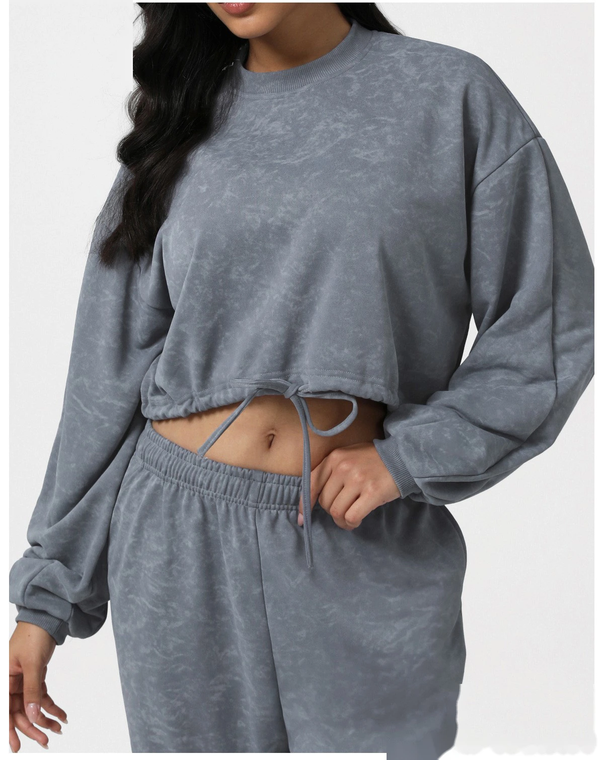 Customizable EU-US Tie-Dye Athletic Hoodie | Women's Winter Loose Crew Neck, Casual Yoga Top detail
